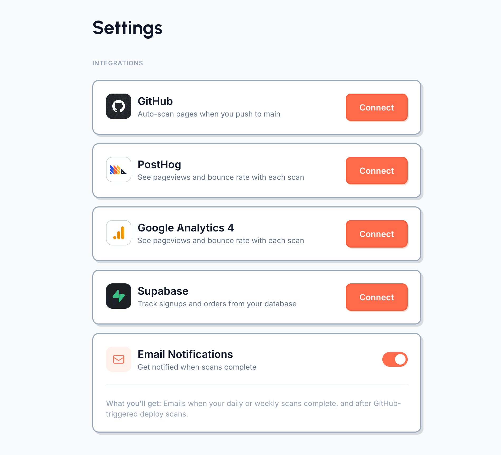 Loupe settings page showing GitHub deploy monitoring connect button